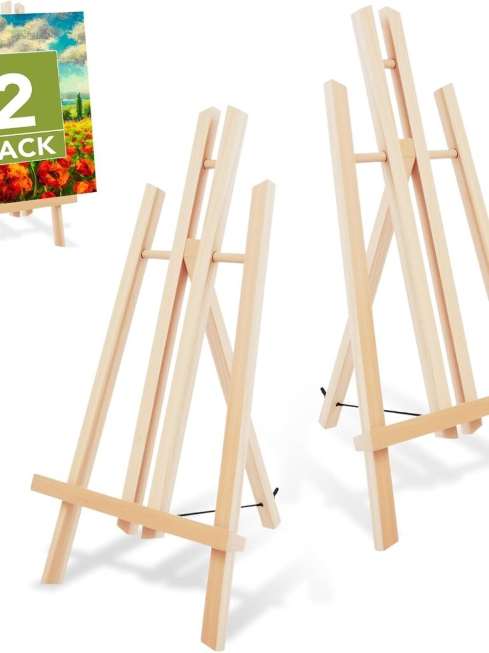 2 Pack 18 Inch Wooden Tabletop Easel Stand, A-Frame Art Painting Easel for Paint